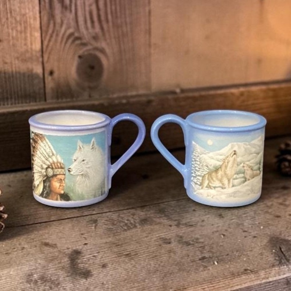 Certified International Mountain Summit Coffee‎ Cups, Vtg Native American Design